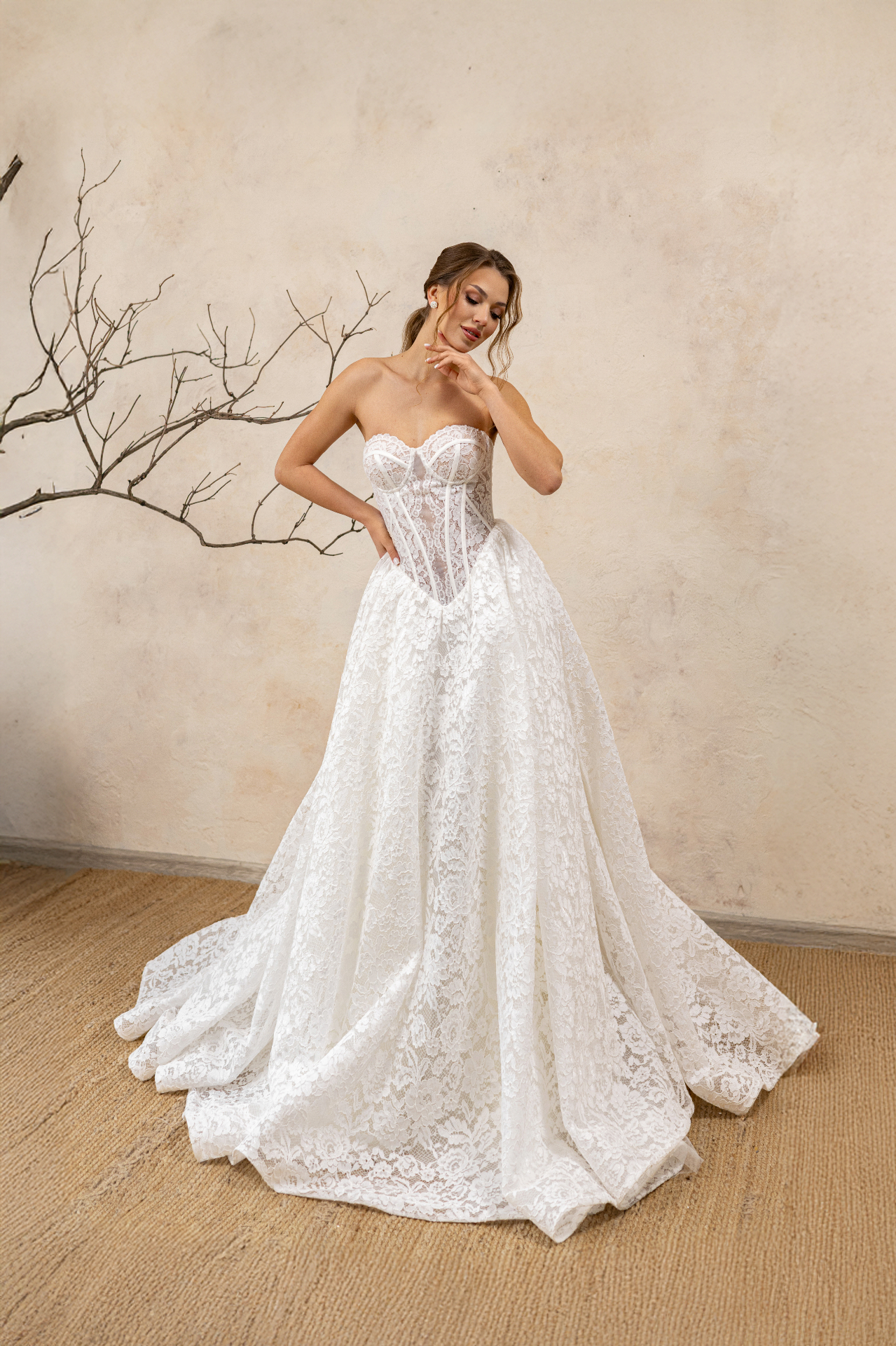 Sapphire — strapless corset bodice with voluminous lace skirt