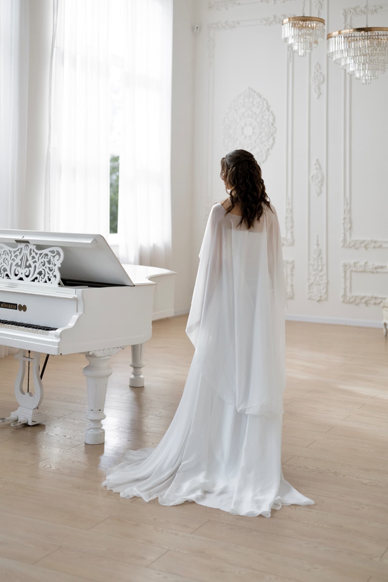 Daphne — sheer cape detail