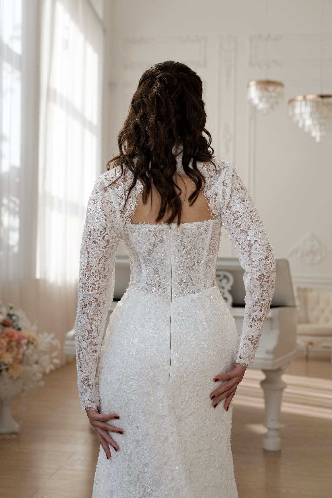 Nike — floral lace long-sleeve bodice with sparkling embellishments