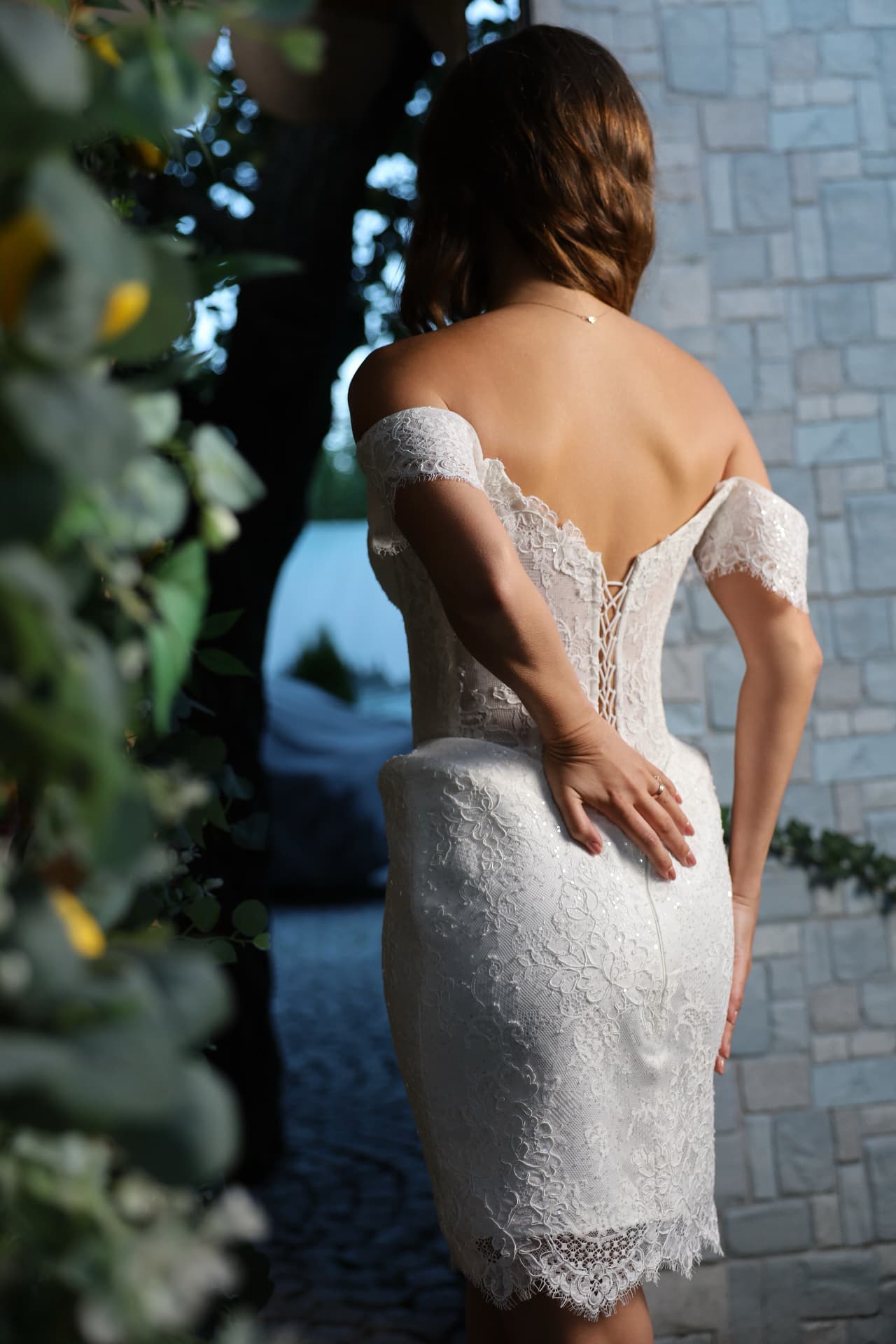 VELVET — back view of the structured corset bodice