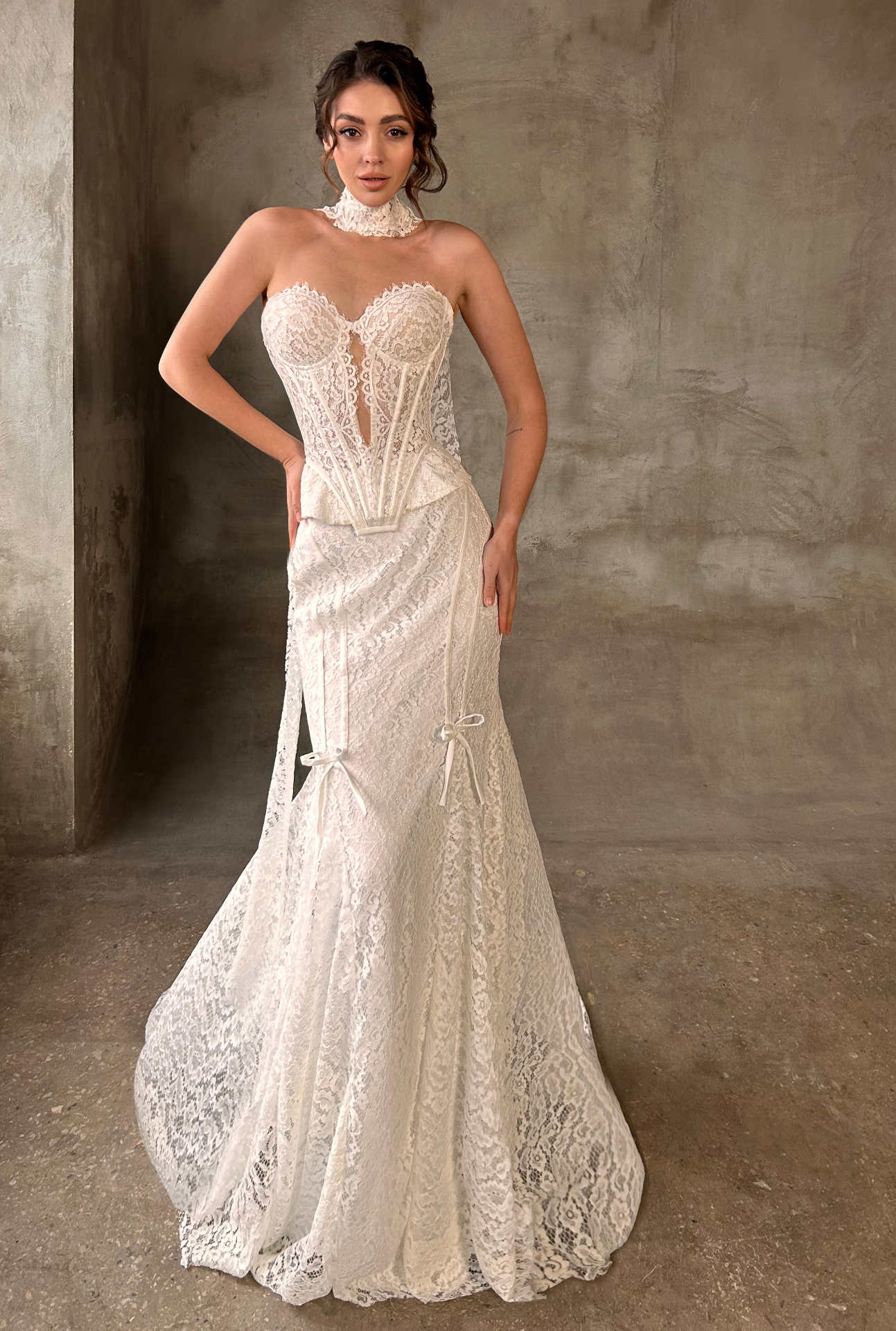 Odette — LEMAKS Famous avant-garde lace mermaid gown with structured corset bodice