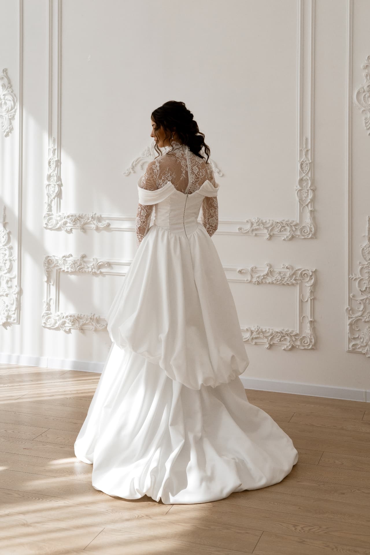 Hecate — full back view with sheer long sleeves