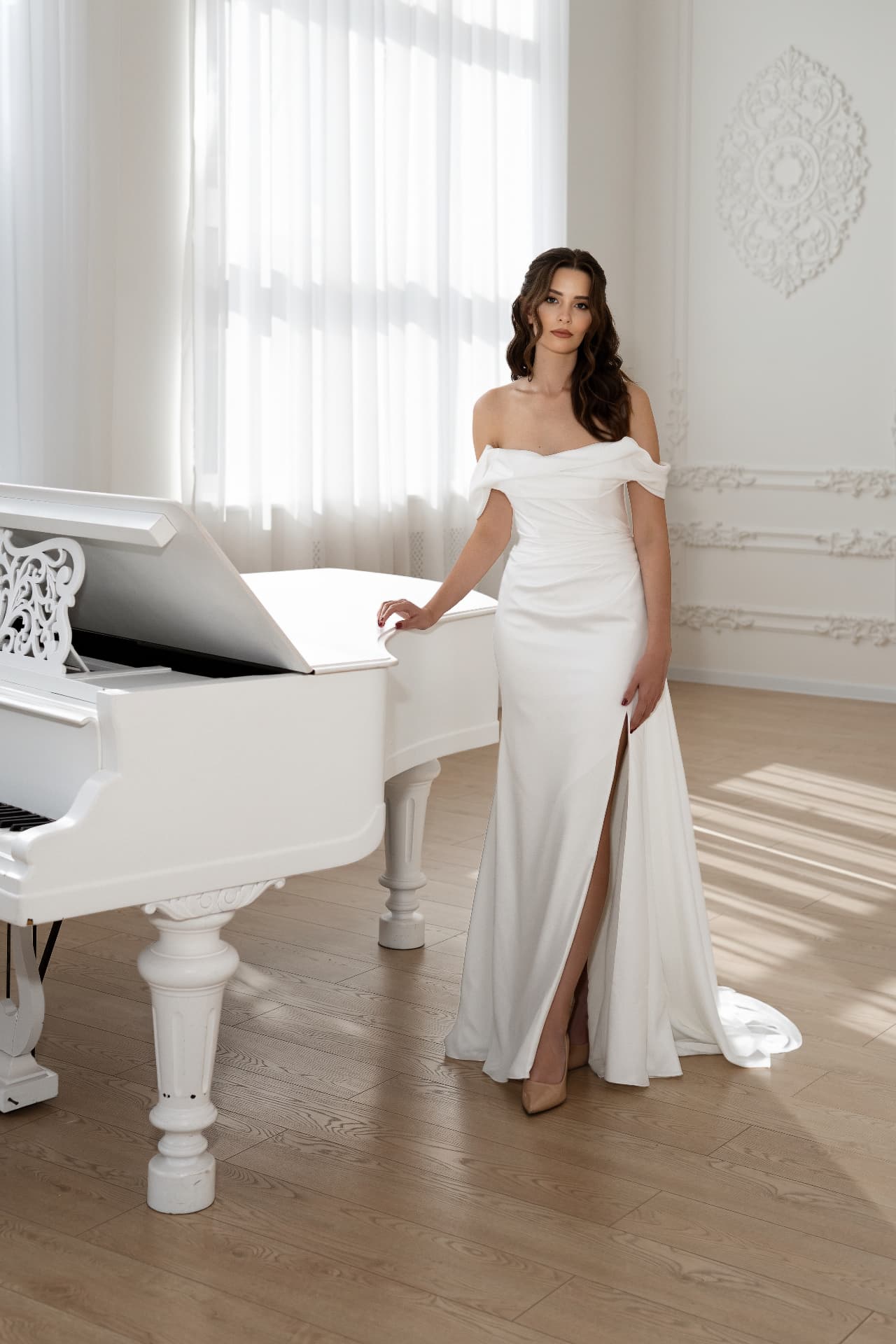 Maia — LEMAKS Goddess minimalist white satin bridal gown
