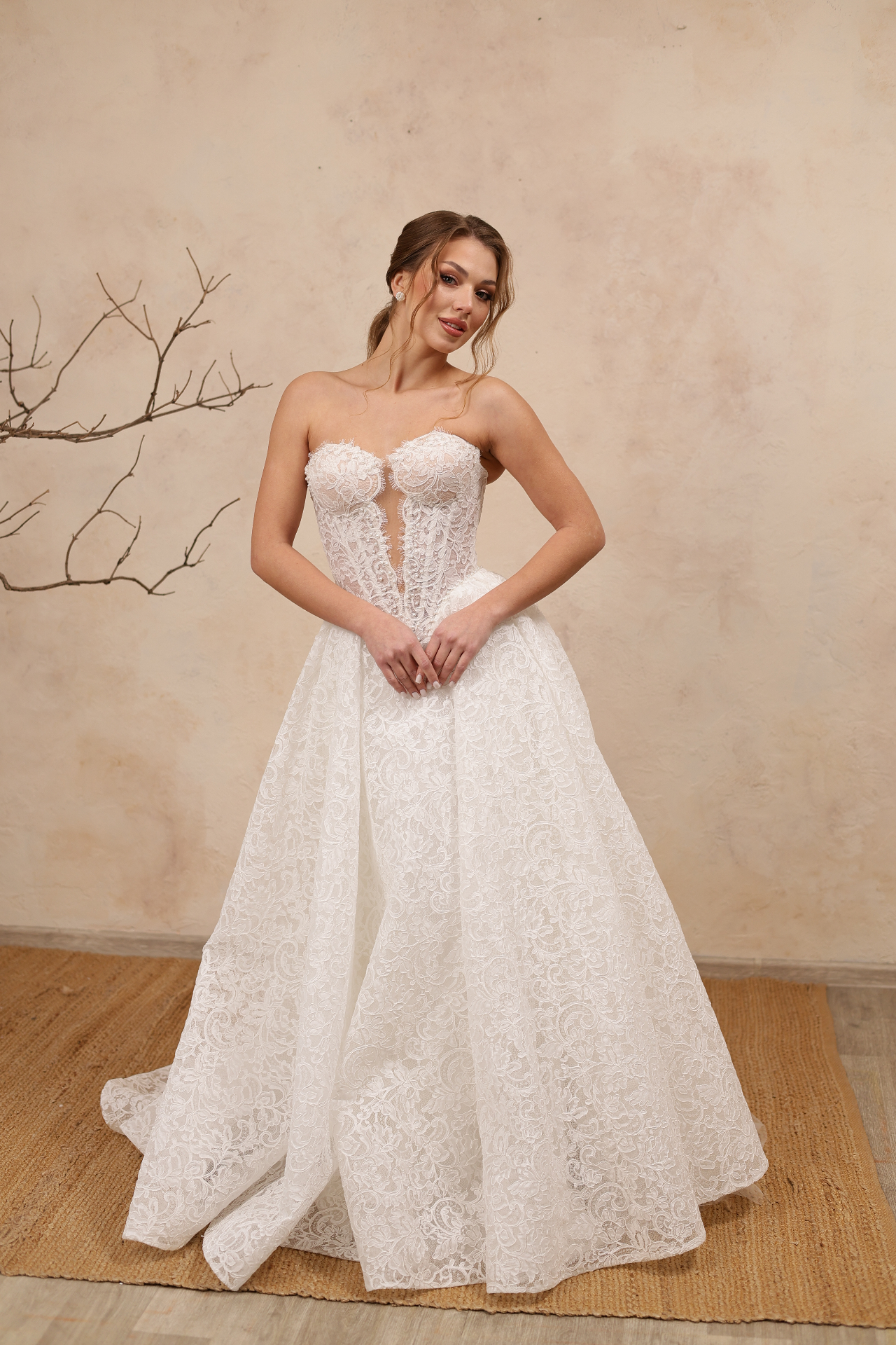 Kristen — strapless lace bodice and sweeping skirt