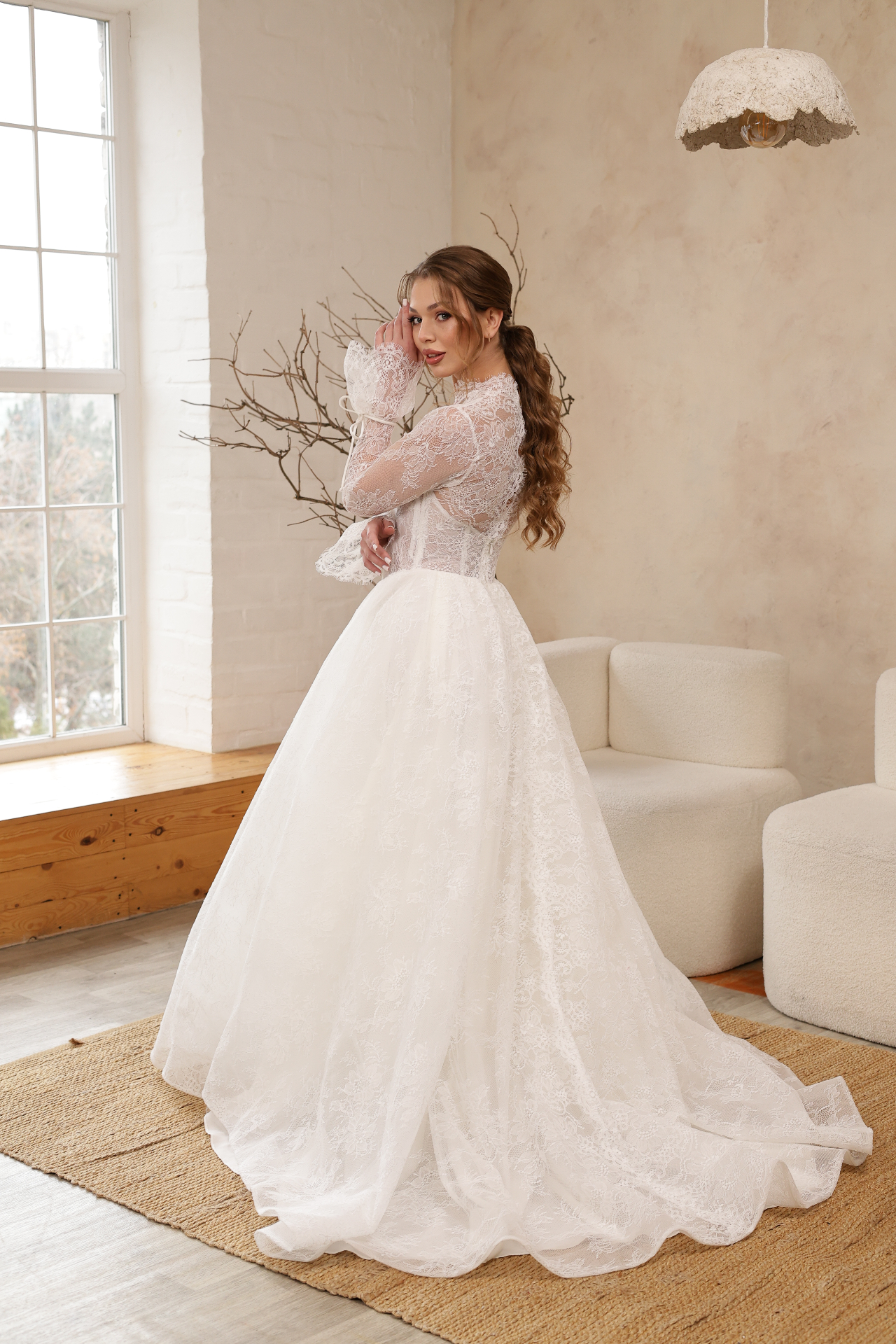 Mira — back view with lace train